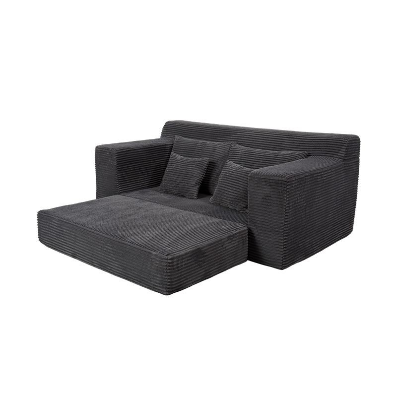 Modularis transmutabilis Sofa Bed in Grey Corduroy cum Multiplex pulvinaria Modularis transmutabilis Sofa Bed in Grey Corduroy cum Multiplex pulvinaria