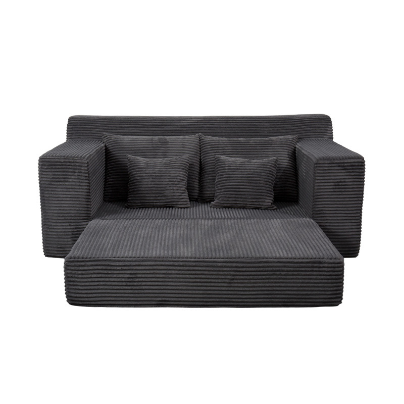 Modularis transmutabilis Sofa Bed in Grey Corduroy cum Multiplex pulvinaria Modularis transmutabilis Sofa Bed in Grey Corduroy cum Multiplex pulvinaria