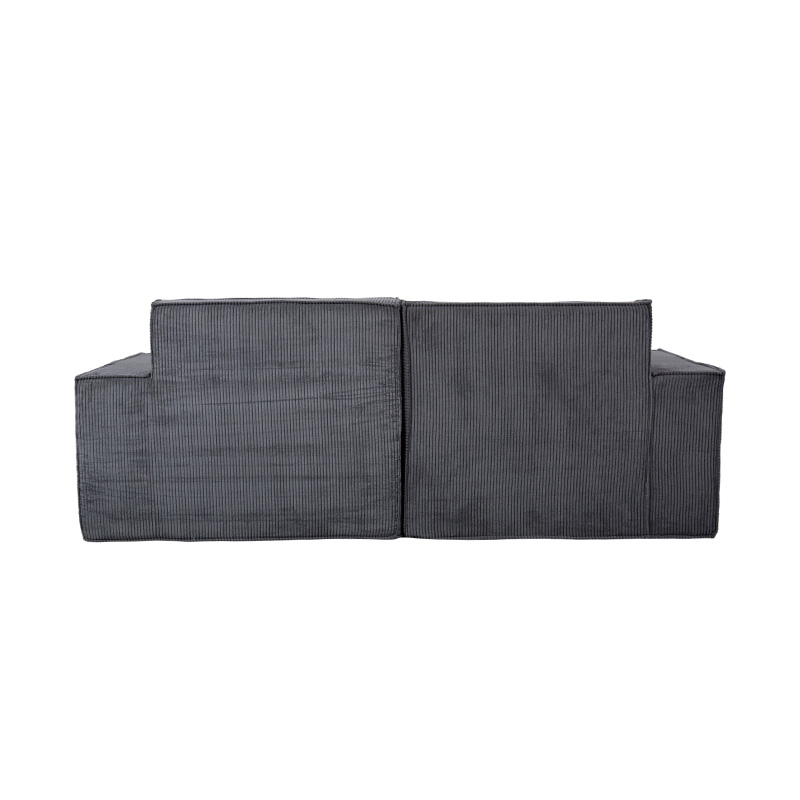 Duplex Tofu Block Stibadium in Gray Corduroy cum Lata Armrest Design