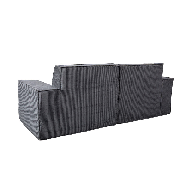 Duplex Tofu Block Stibadium in Gray Corduroy cum Lata Armrest Design