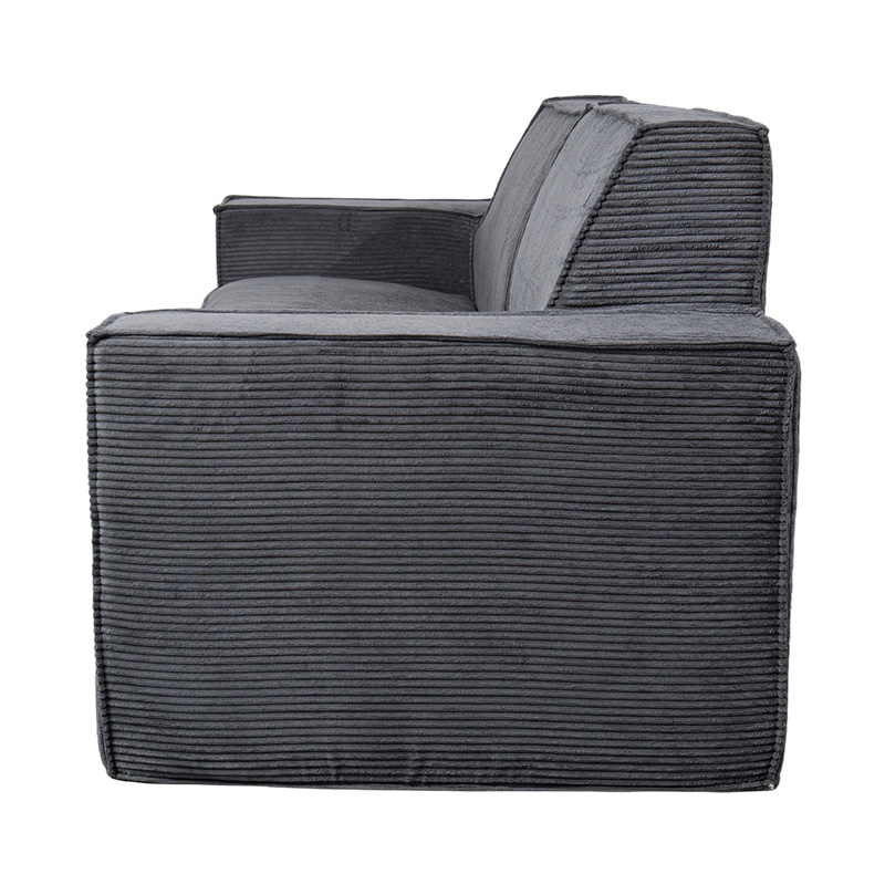 Duplex Tofu Block Stibadium in Gray Corduroy cum Lata Armrest Design