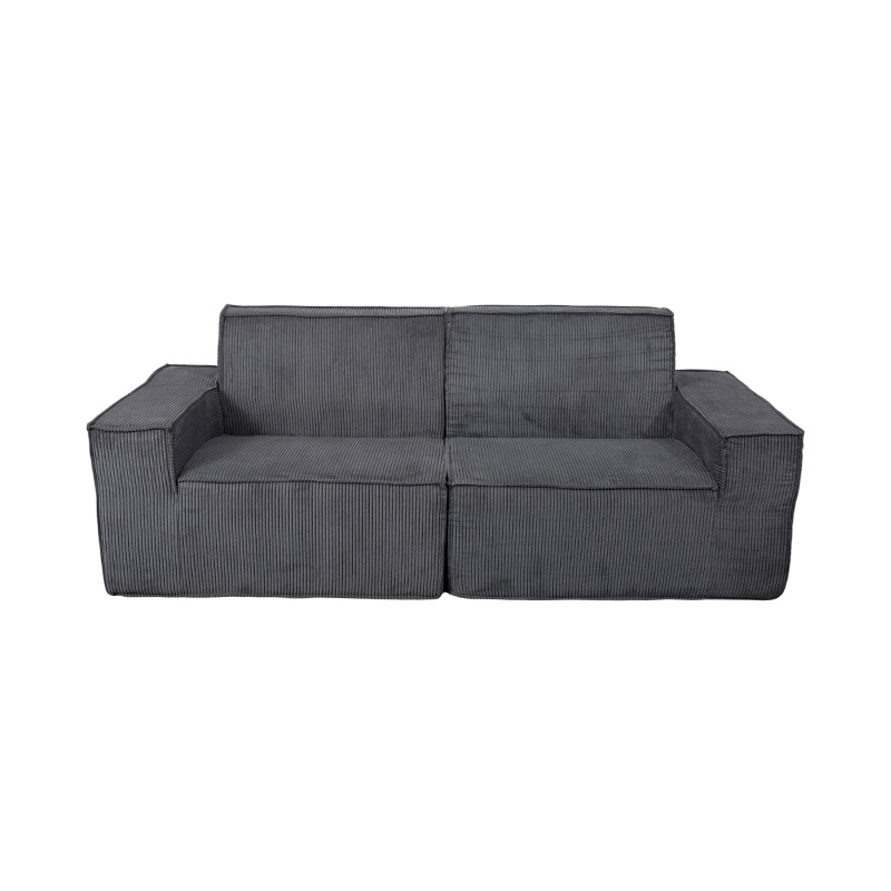 Duplex Tofu Block Stibadium in Gray Corduroy cum Lata Armrest Design Duplex Tofu Block Stibadium in Gray Corduroy cum Lata Armrest Design