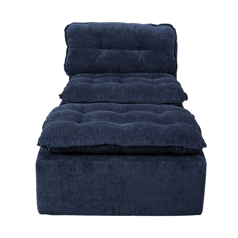 Modularis plena Spuma Sofa in Deep Blue Corduroy cum Pulvinar Backrest et Matching Ottomanicum Modularis plena Spuma Sofa in Deep Blue Corduroy cum Pulvinar Backrest et Matching Ottomanicum
