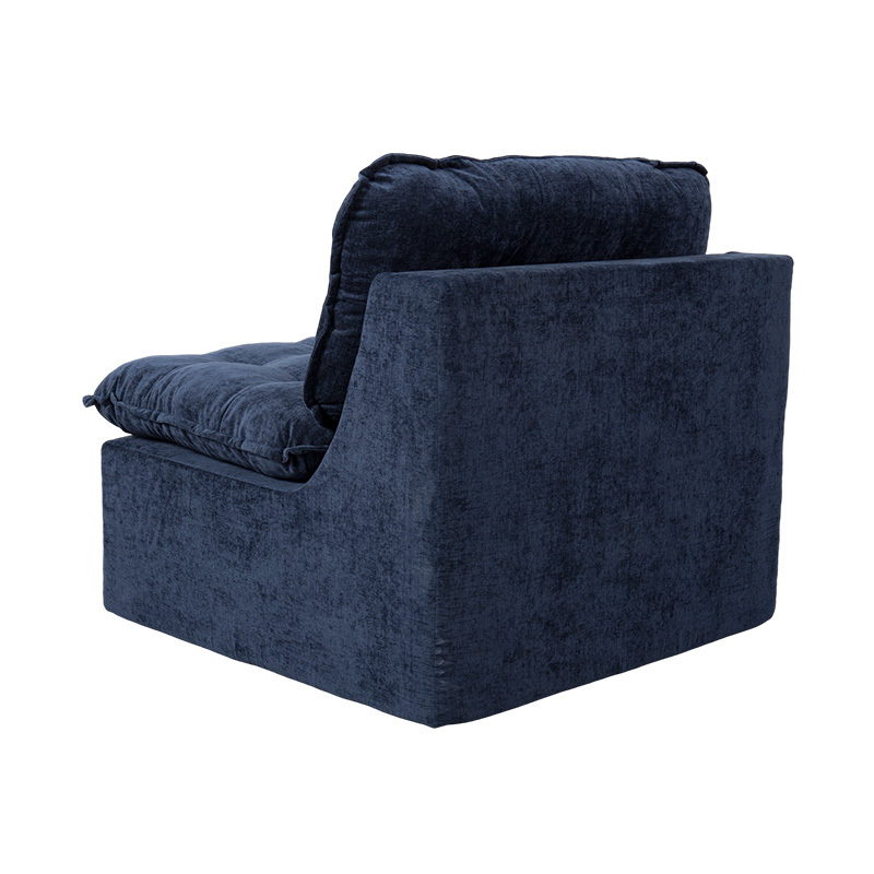 Modularis plena Spuma Sofa in Deep Blue Corduroy cum Pulvinar Backrest et Matching Ottomanicum Modularis plena Spuma Sofa in Deep Blue Corduroy cum Pulvinar Backrest et Matching Ottomanicum