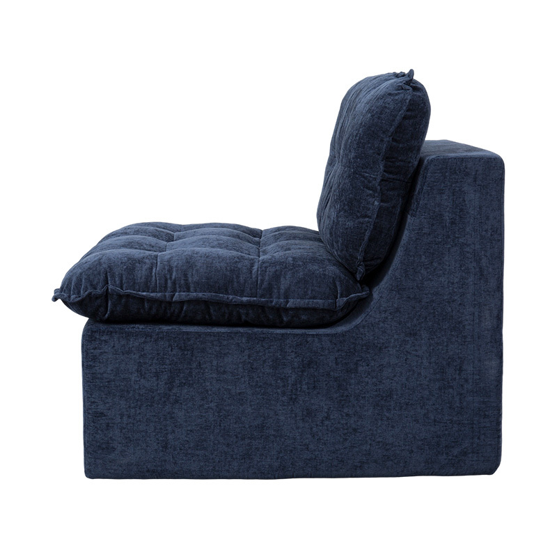 Modularis plena Spuma Sofa in Deep Blue Corduroy cum Pulvinar Backrest et Matching Ottomanicum Modularis plena Spuma Sofa in Deep Blue Corduroy cum Pulvinar Backrest et Matching Ottomanicum