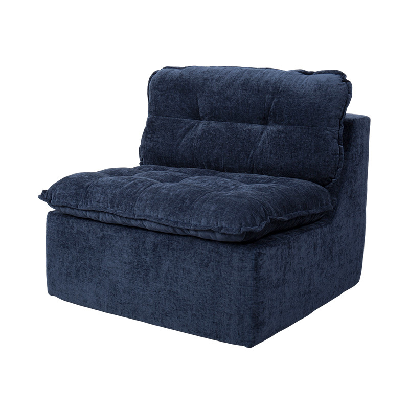 Modularis plena Spuma Sofa in Deep Blue Corduroy cum Pulvinar Backrest et Matching Ottomanicum Modularis plena Spuma Sofa in Deep Blue Corduroy cum Pulvinar Backrest et Matching Ottomanicum