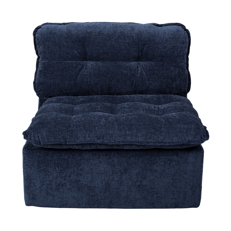 Modularis plena Spuma Sofa in Deep Blue Corduroy cum Pulvinar Backrest et Matching Ottomanicum Modularis plena Spuma Sofa in Deep Blue Corduroy cum Pulvinar Backrest et Matching Ottomanicum