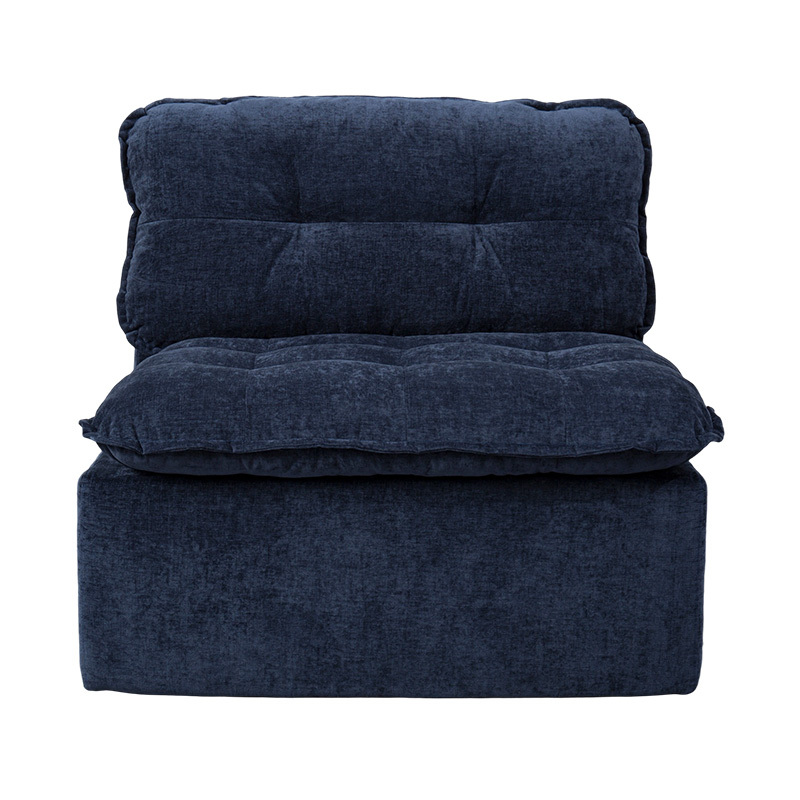 Modularis plena Spuma Sofa in Deep Blue Corduroy cum Pulvinar Backrest et Matching Ottomanicum Modularis plena Spuma Sofa in Deep Blue Corduroy cum Pulvinar Backrest et Matching Ottomanicum