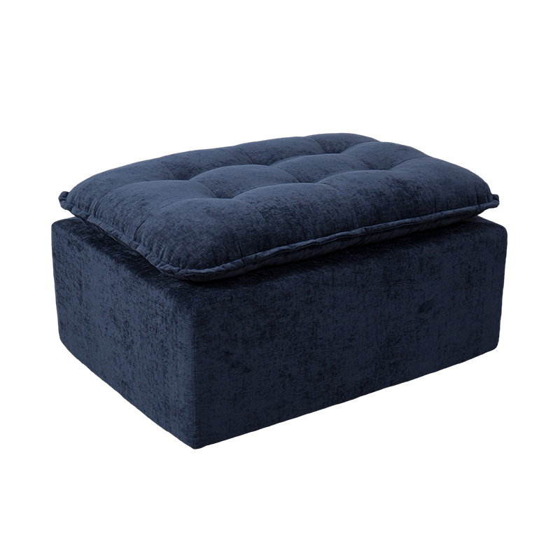 Modularis plena Spuma Sofa in Deep Blue Corduroy cum Pulvinar Backrest et Matching Ottomanicum Modularis plena Spuma Sofa in Deep Blue Corduroy cum Pulvinar Backrest et Matching Ottomanicum