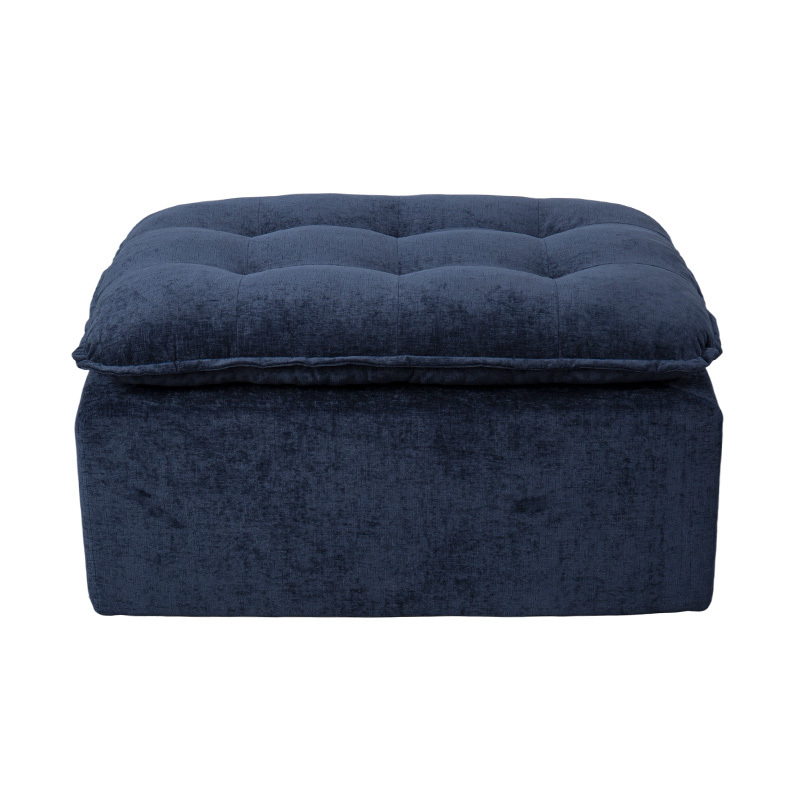 Modularis plena Spuma Sofa in Deep Blue Corduroy cum Pulvinar Backrest et Matching Ottomanicum Modularis plena Spuma Sofa in Deep Blue Corduroy cum Pulvinar Backrest et Matching Ottomanicum