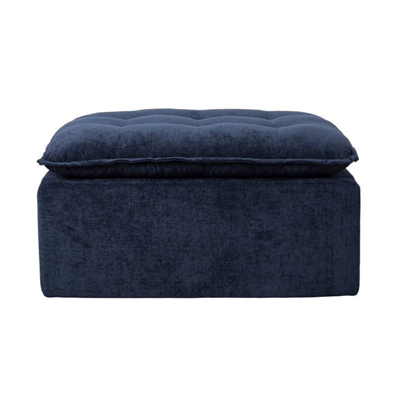 Modularis plena Spuma Sofa in Deep Blue Corduroy cum Pulvinar Backrest et Matching Ottomanicum Modularis plena Spuma Sofa in Deep Blue Corduroy cum Pulvinar Backrest et Matching Ottomanicum