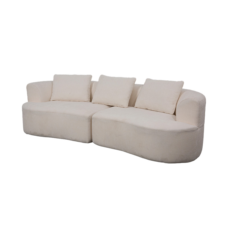 Modularis Duplex Sofa in Cream holoserica cum eu pulvinaribus et curvis Backrest
