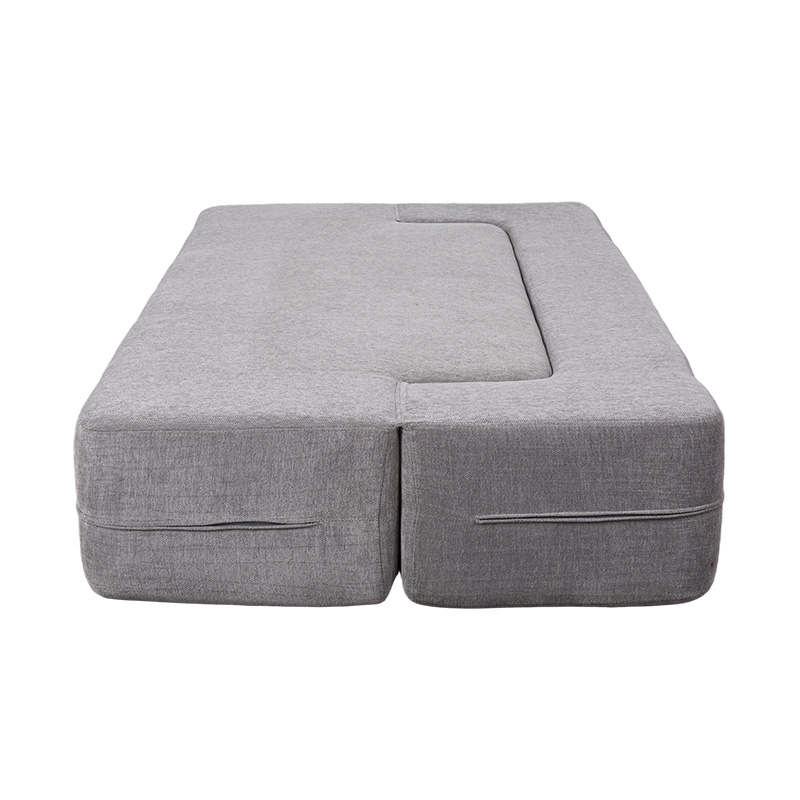 Convertible Multi-functionalis Sofa stratum in luce Grey Velvet cum pulvillos