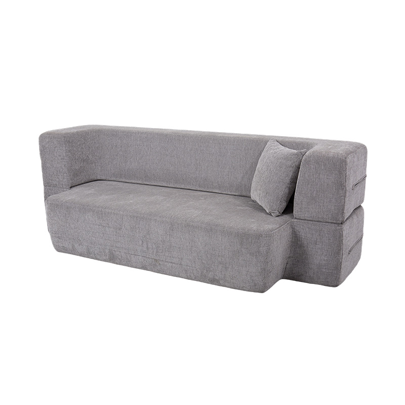 Convertible Multi-functionalis Sofa stratum in luce Grey Velvet cum pulvillos
